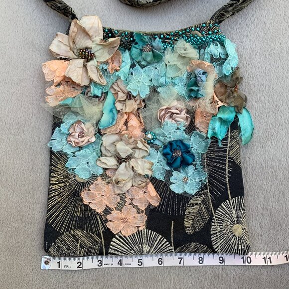 Boho Shabby Chic Handmade Floral Shoulder Bag - Picture 10 of 12